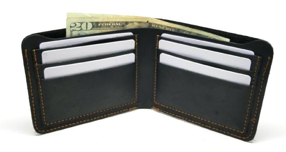 Black Bifold Crazy Horse Leather Wallet