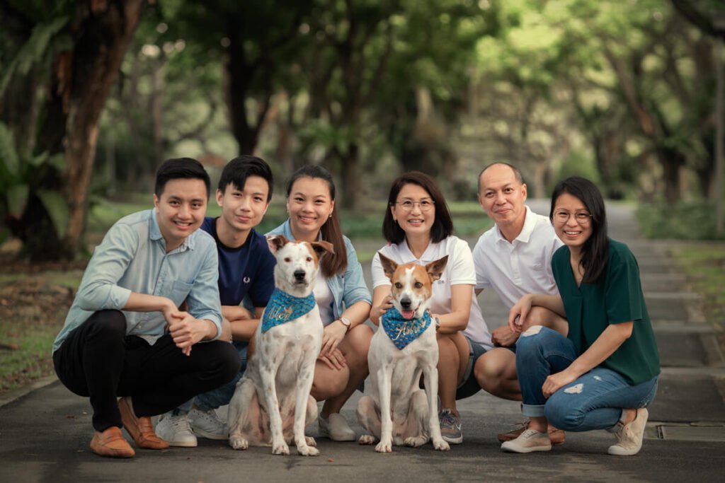 family photo with dog