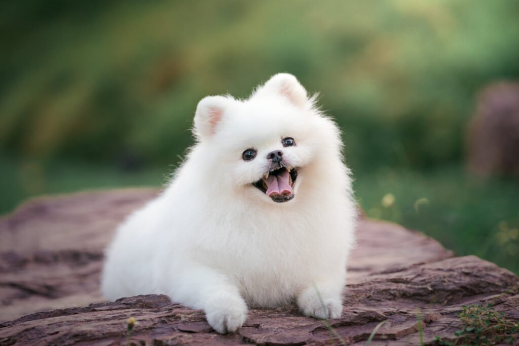 Adorable Pomeranian with expressive eyes captured in a professional dog portrait.